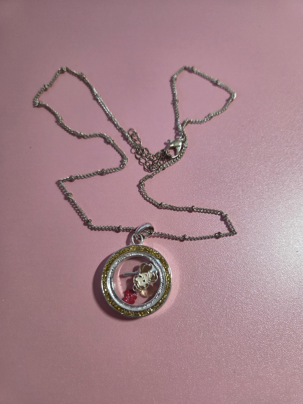 Beauty & The Beast Silver and Gold Floating Charm Necklace